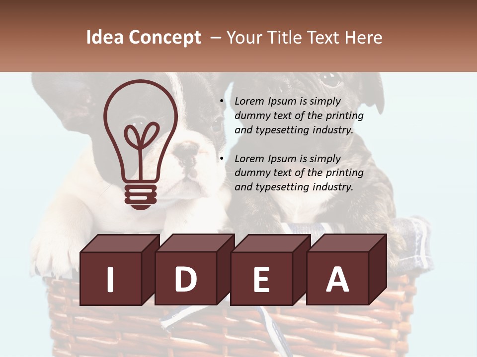 Two Puppies Are Sitting In A Basket PowerPoint Template