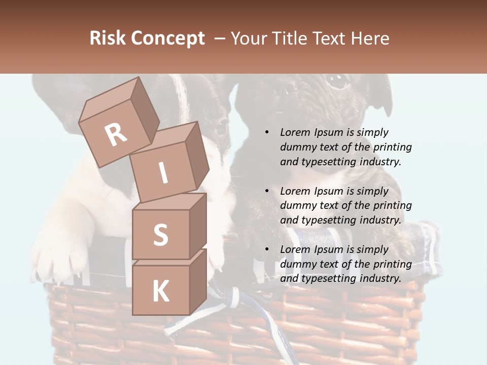 Two Puppies Are Sitting In A Basket PowerPoint Template