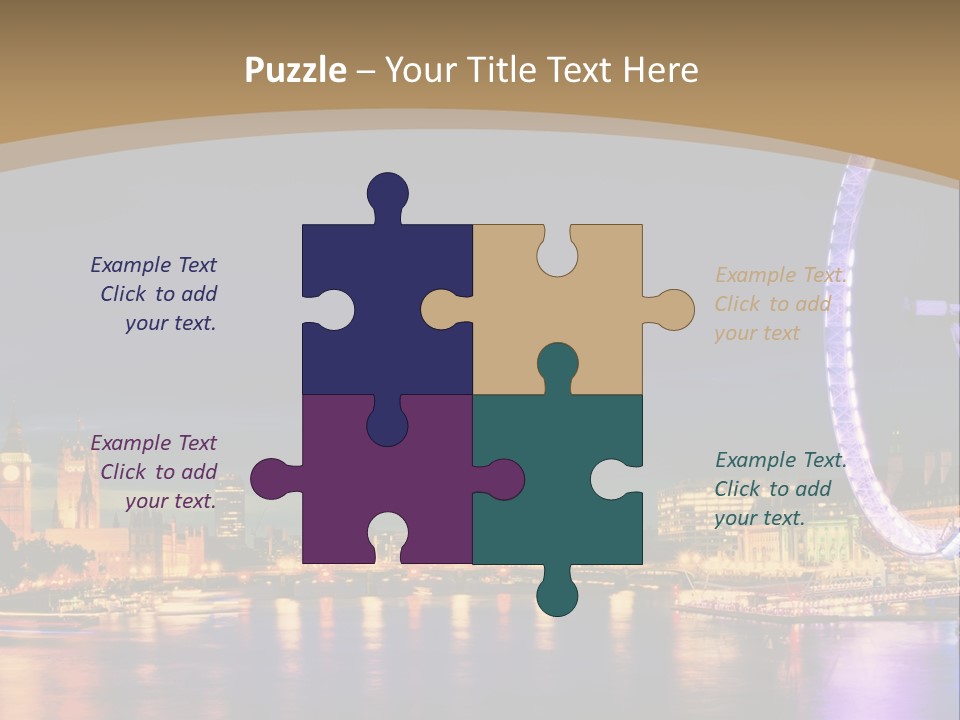 A Ferris Wheel In The Middle Of A City At Night PowerPoint Template