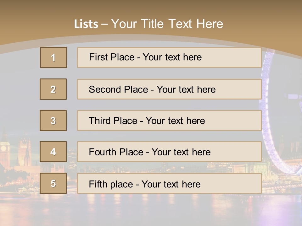 A Ferris Wheel In The Middle Of A City At Night PowerPoint Template