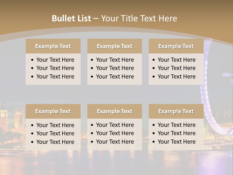 A Ferris Wheel In The Middle Of A City At Night PowerPoint Template
