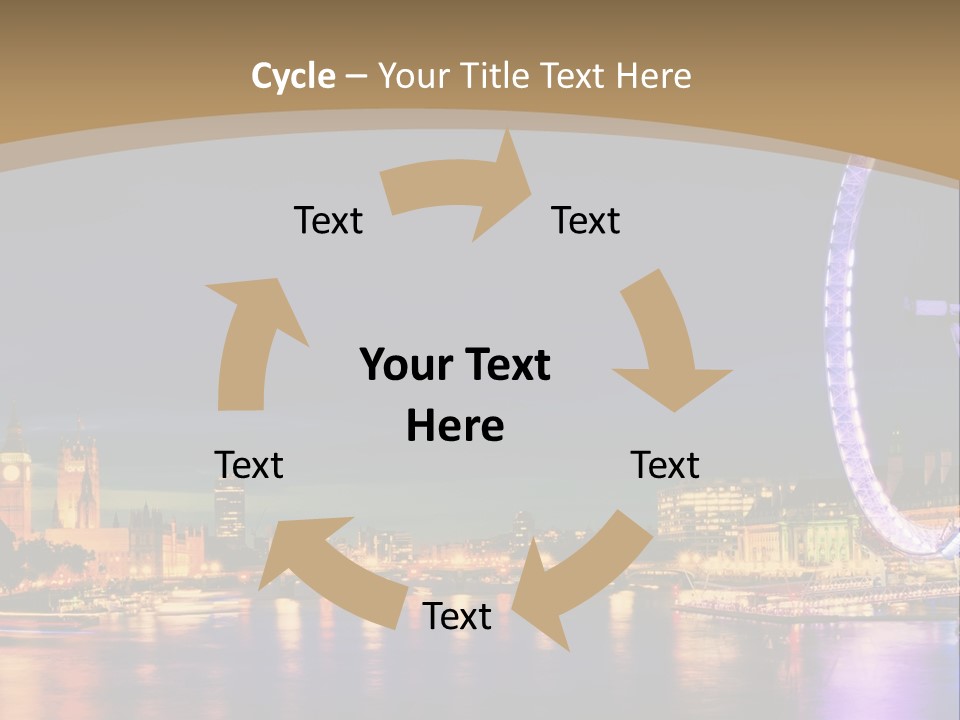 A Ferris Wheel In The Middle Of A City At Night PowerPoint Template