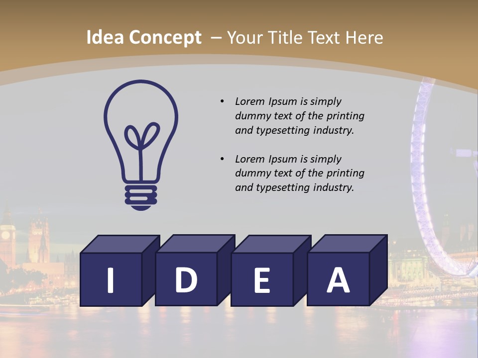A Ferris Wheel In The Middle Of A City At Night PowerPoint Template