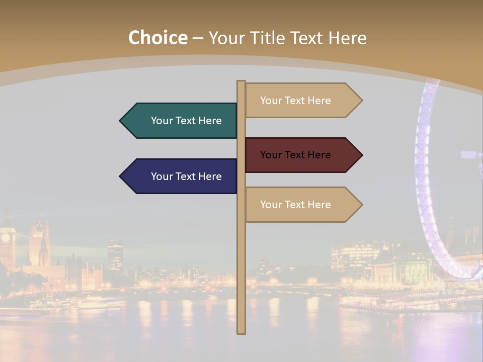 A Ferris Wheel In The Middle Of A City At Night PowerPoint Template