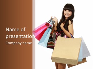 A Woman Holding Shopping Bags Powerpoint Template PowerPoint Template