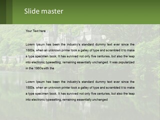 A Castle In The Middle Of A Lake Surrounded By Trees PowerPoint Template