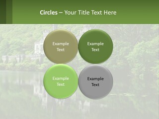 A Castle In The Middle Of A Lake Surrounded By Trees PowerPoint Template