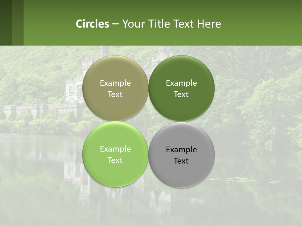 A Castle In The Middle Of A Lake Surrounded By Trees PowerPoint Template
