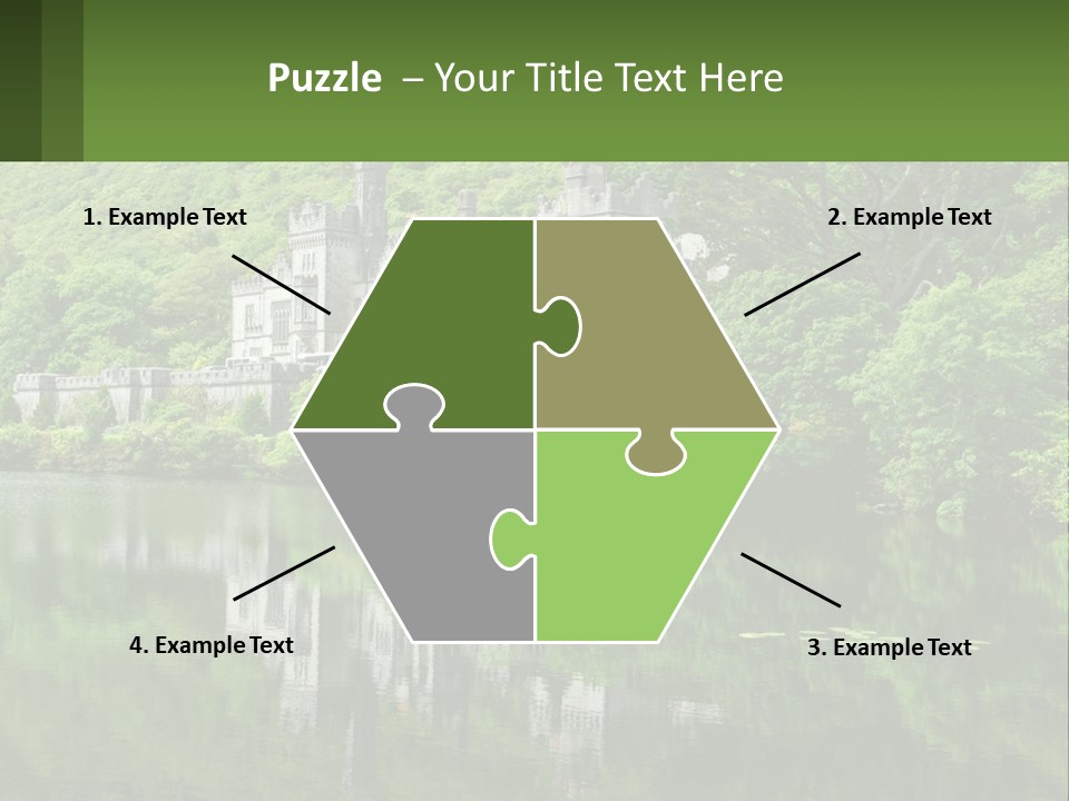 A Castle In The Middle Of A Lake Surrounded By Trees PowerPoint Template