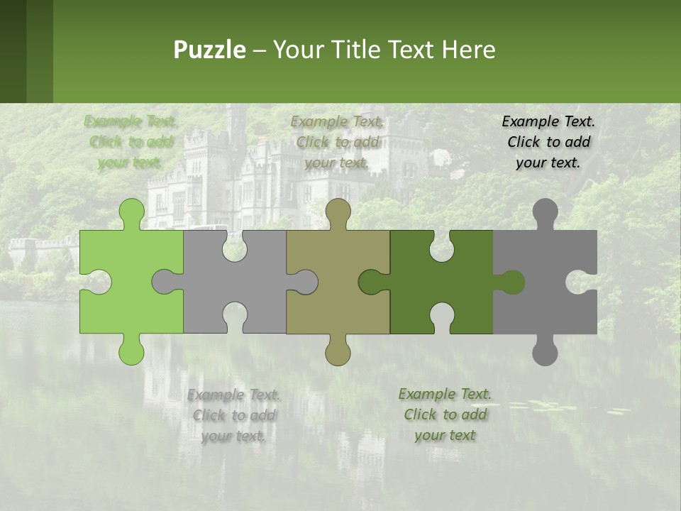 A Castle In The Middle Of A Lake Surrounded By Trees PowerPoint Template