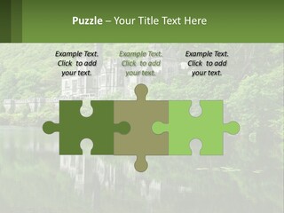 A Castle In The Middle Of A Lake Surrounded By Trees PowerPoint Template