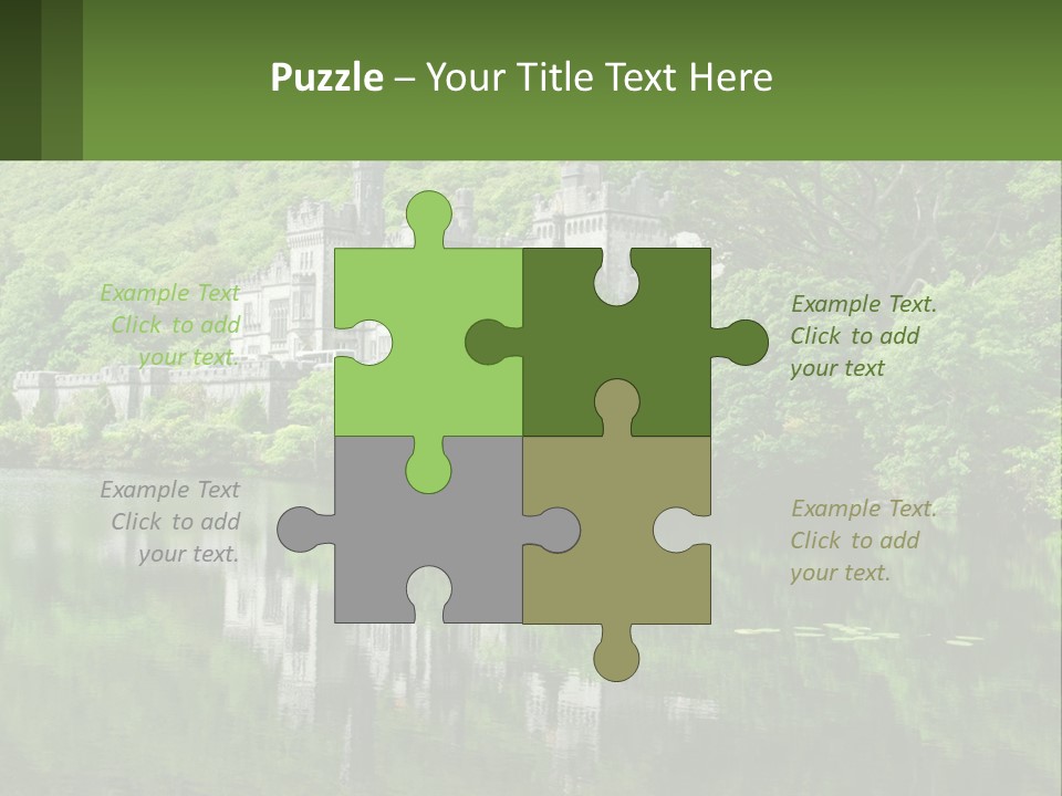 A Castle In The Middle Of A Lake Surrounded By Trees PowerPoint Template