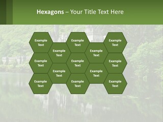 A Castle In The Middle Of A Lake Surrounded By Trees PowerPoint Template