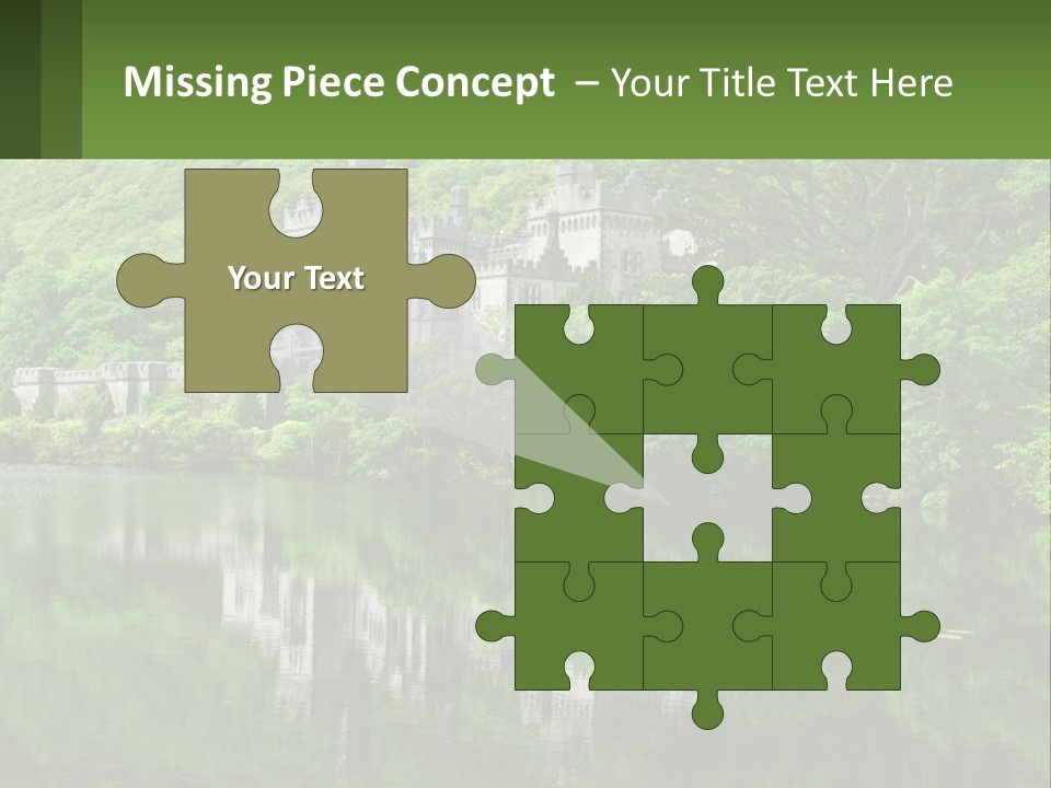 A Castle In The Middle Of A Lake Surrounded By Trees PowerPoint Template