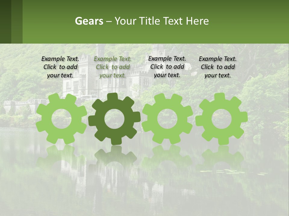 A Castle In The Middle Of A Lake Surrounded By Trees PowerPoint Template