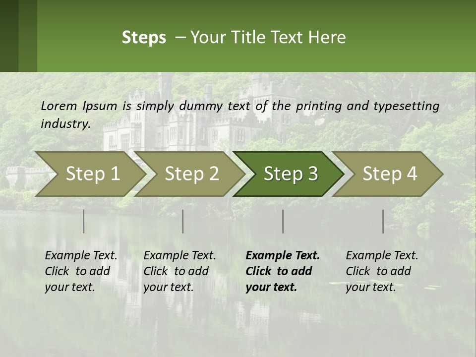 A Castle In The Middle Of A Lake Surrounded By Trees PowerPoint Template
