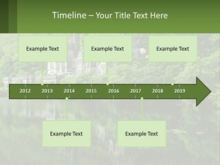 A Castle In The Middle Of A Lake Surrounded By Trees PowerPoint Template