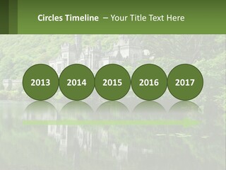 A Castle In The Middle Of A Lake Surrounded By Trees PowerPoint Template