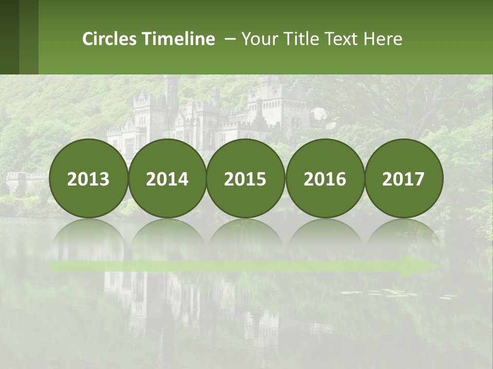 A Castle In The Middle Of A Lake Surrounded By Trees PowerPoint Template