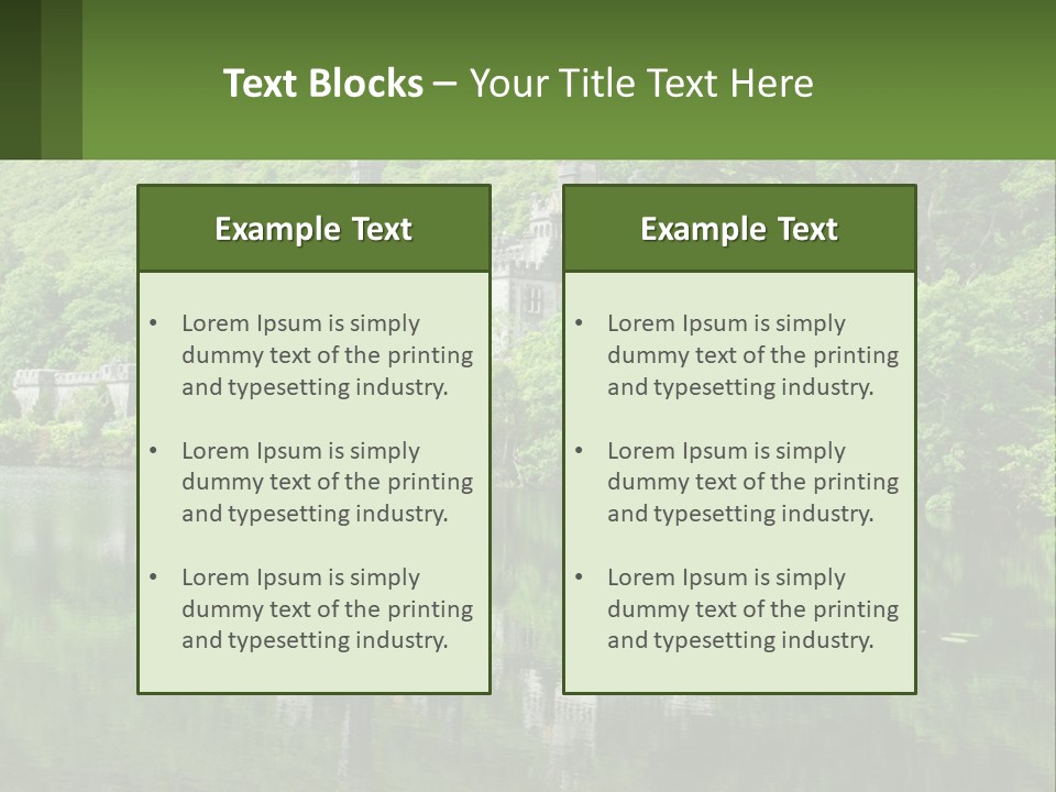 A Castle In The Middle Of A Lake Surrounded By Trees PowerPoint Template