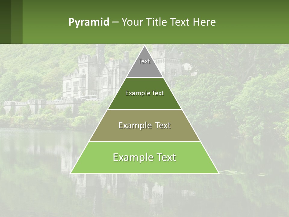 A Castle In The Middle Of A Lake Surrounded By Trees PowerPoint Template