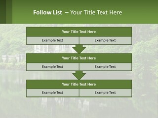 A Castle In The Middle Of A Lake Surrounded By Trees PowerPoint Template
