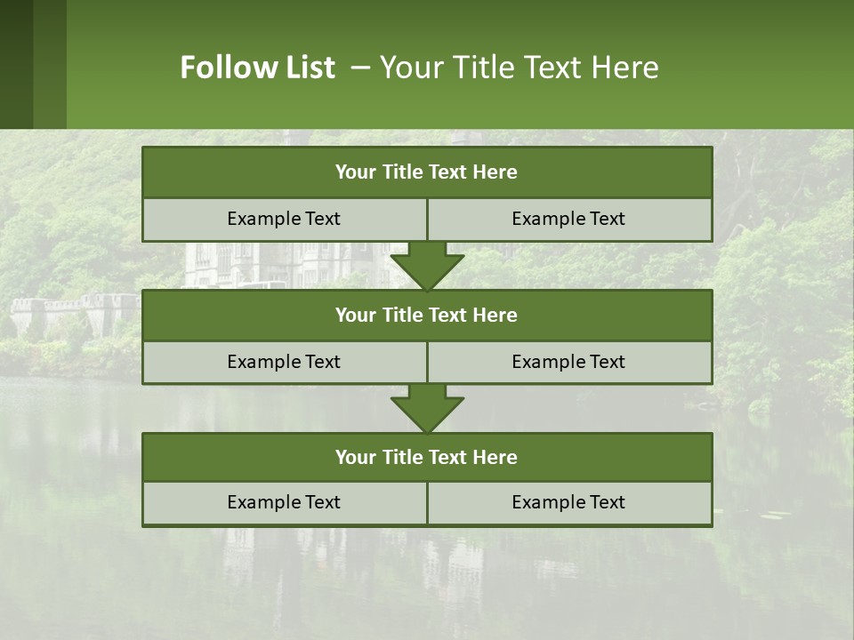 A Castle In The Middle Of A Lake Surrounded By Trees PowerPoint Template