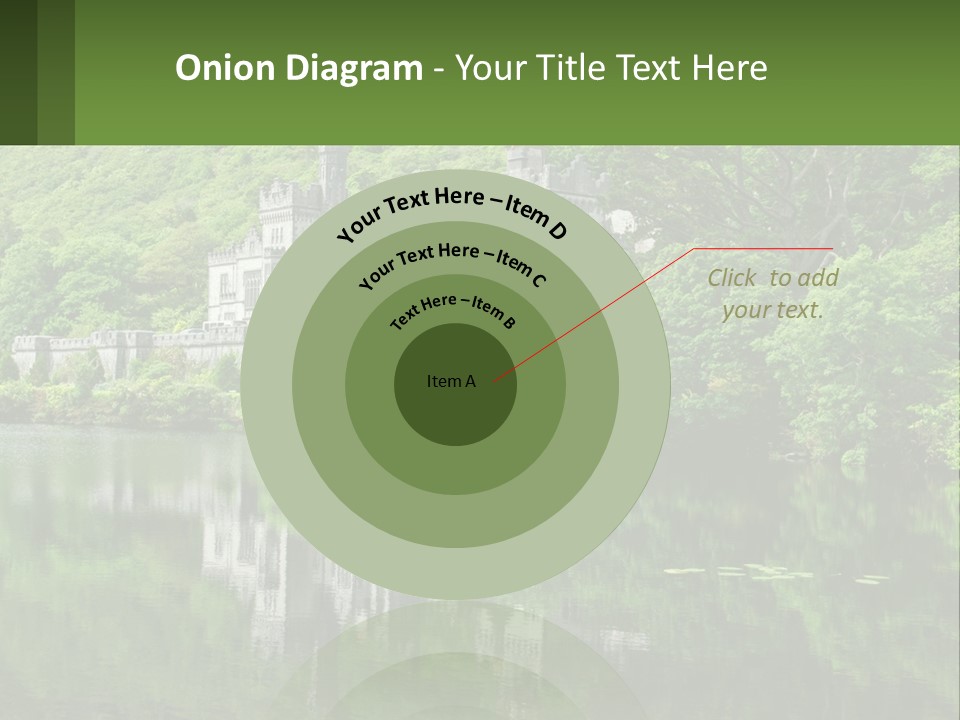 A Castle In The Middle Of A Lake Surrounded By Trees PowerPoint Template