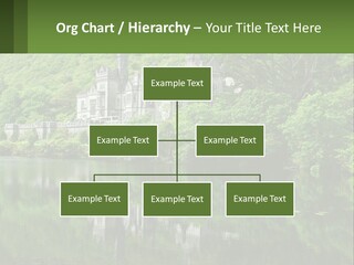 A Castle In The Middle Of A Lake Surrounded By Trees PowerPoint Template
