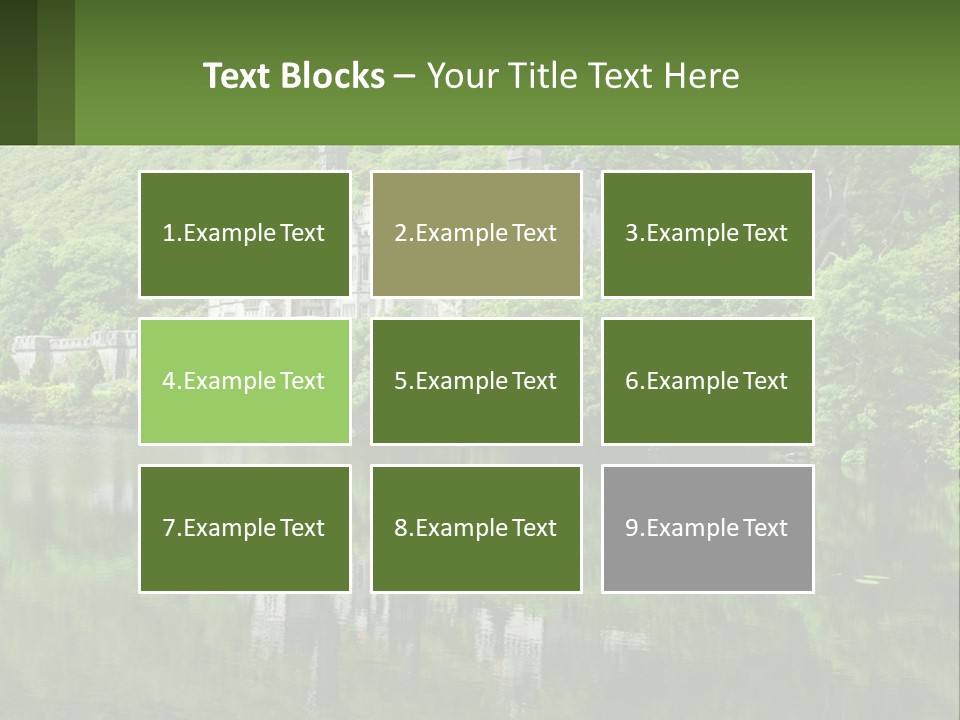 A Castle In The Middle Of A Lake Surrounded By Trees PowerPoint Template