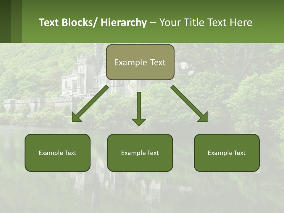 A Castle In The Middle Of A Lake Surrounded By Trees PowerPoint Template