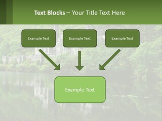 A Castle In The Middle Of A Lake Surrounded By Trees PowerPoint Template