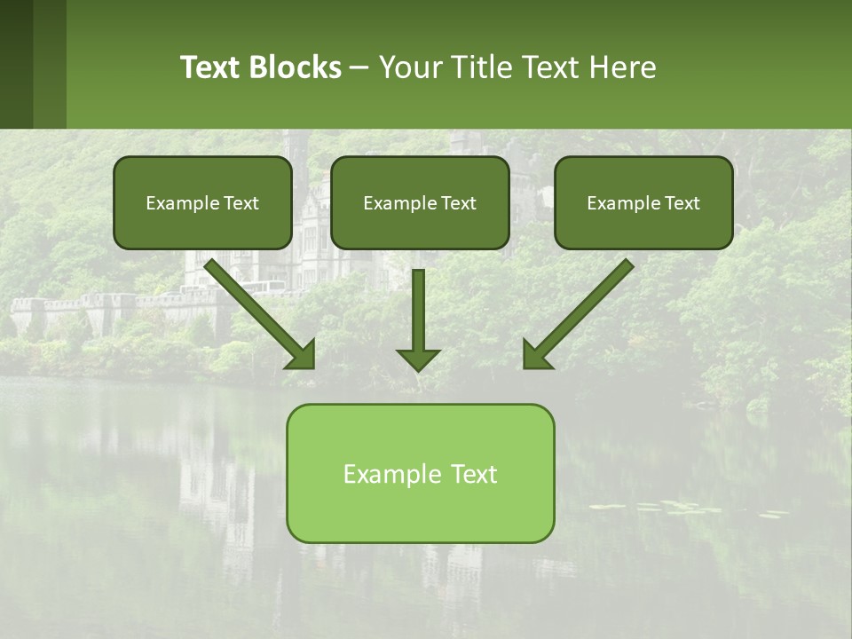 A Castle In The Middle Of A Lake Surrounded By Trees PowerPoint Template