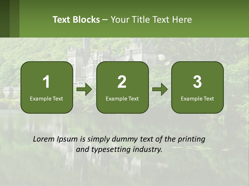 A Castle In The Middle Of A Lake Surrounded By Trees PowerPoint Template