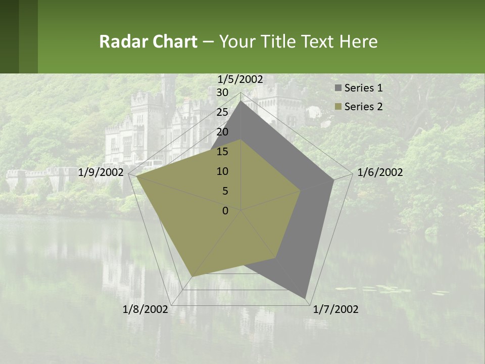 A Castle In The Middle Of A Lake Surrounded By Trees PowerPoint Template