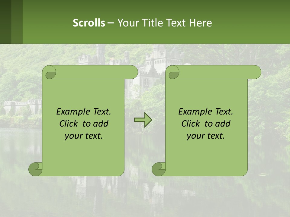 A Castle In The Middle Of A Lake Surrounded By Trees PowerPoint Template