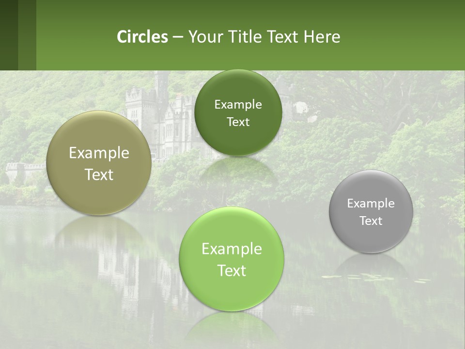 A Castle In The Middle Of A Lake Surrounded By Trees PowerPoint Template