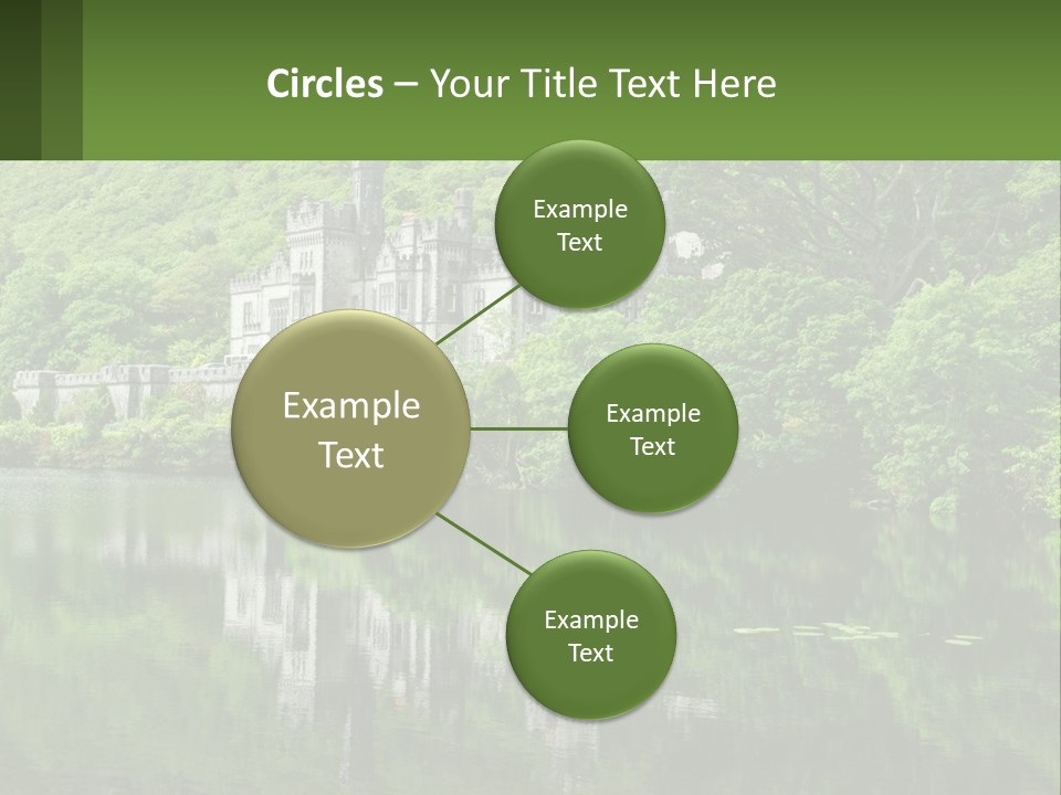 A Castle In The Middle Of A Lake Surrounded By Trees PowerPoint Template