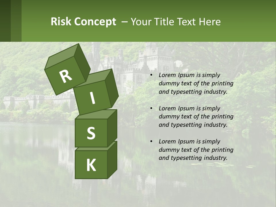 A Castle In The Middle Of A Lake Surrounded By Trees PowerPoint Template