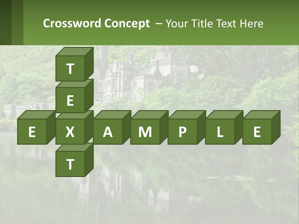 A Castle In The Middle Of A Lake Surrounded By Trees PowerPoint Template