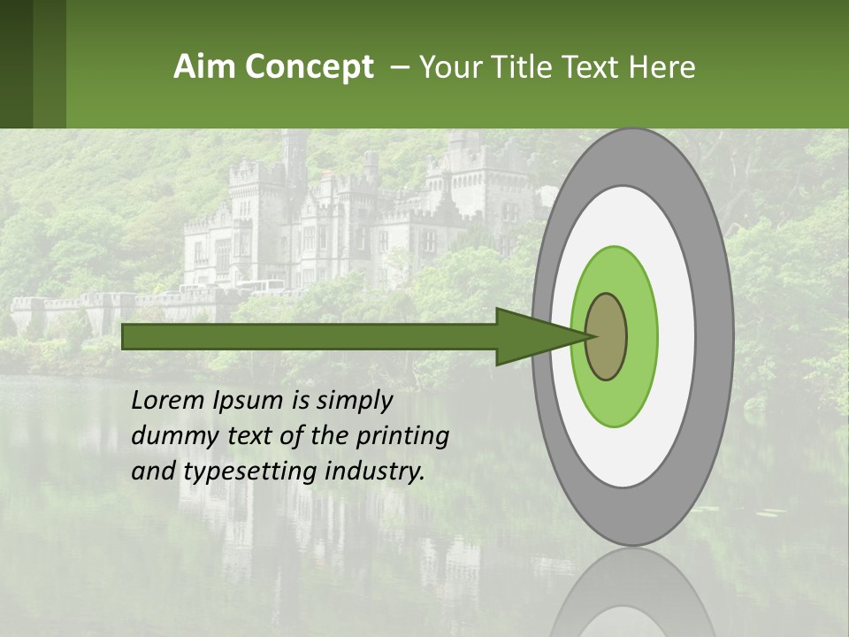 A Castle In The Middle Of A Lake Surrounded By Trees PowerPoint Template