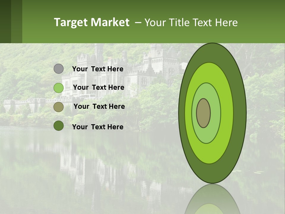 A Castle In The Middle Of A Lake Surrounded By Trees PowerPoint Template