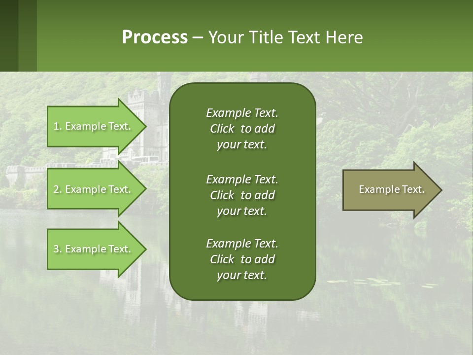 A Castle In The Middle Of A Lake Surrounded By Trees PowerPoint Template