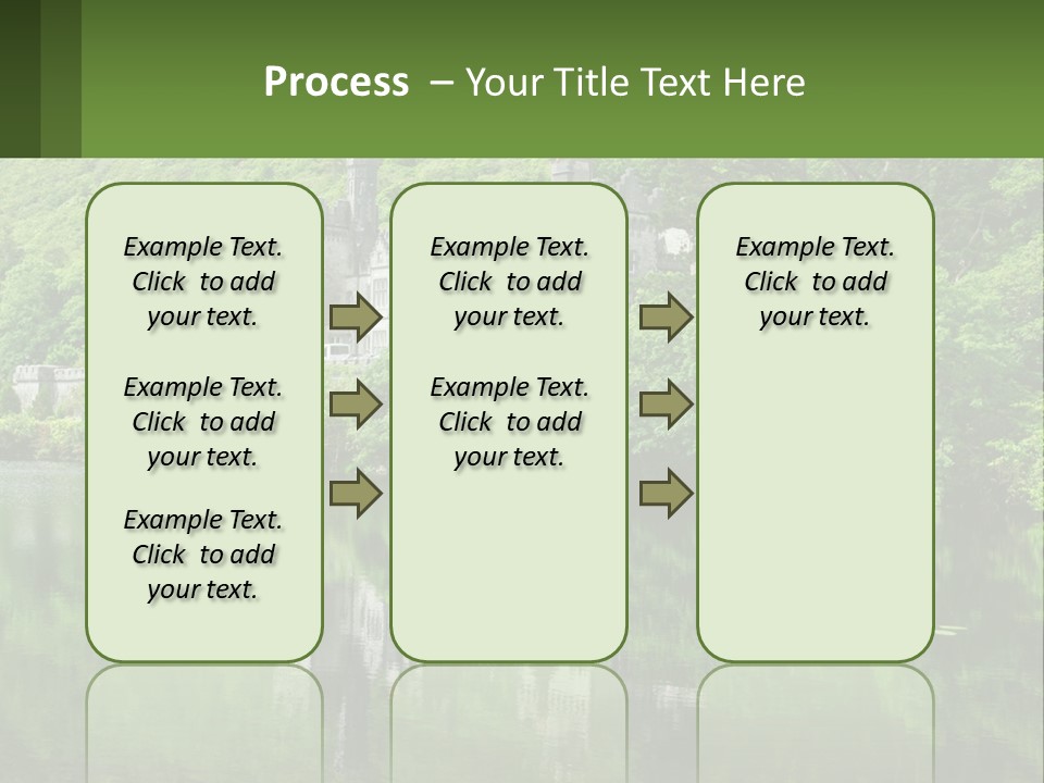 A Castle In The Middle Of A Lake Surrounded By Trees PowerPoint Template