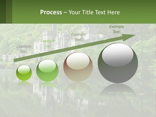 A Castle In The Middle Of A Lake Surrounded By Trees PowerPoint Template