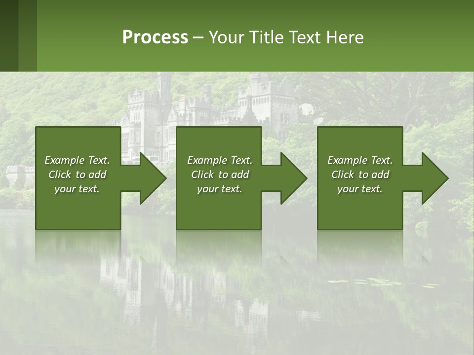 A Castle In The Middle Of A Lake Surrounded By Trees PowerPoint Template