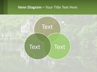 A Castle In The Middle Of A Lake Surrounded By Trees PowerPoint Template