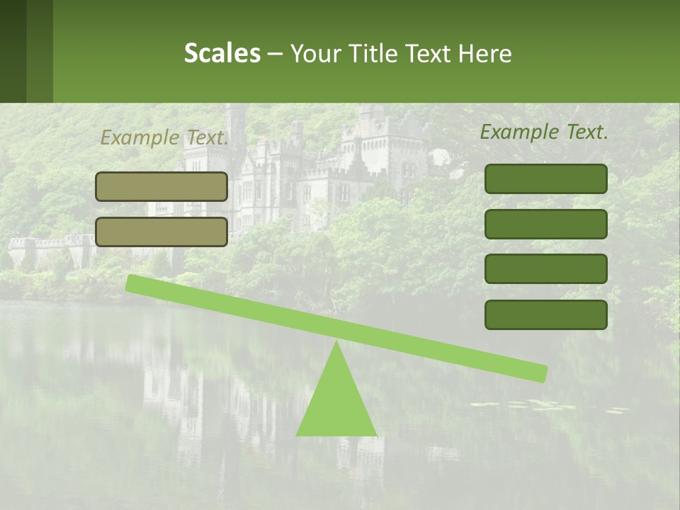 A Castle In The Middle Of A Lake Surrounded By Trees PowerPoint Template