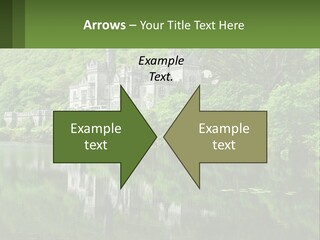 A Castle In The Middle Of A Lake Surrounded By Trees PowerPoint Template