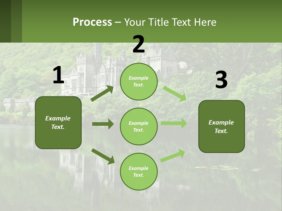 A Castle In The Middle Of A Lake Surrounded By Trees PowerPoint Template
